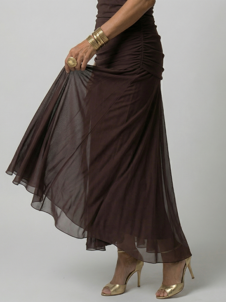 Vestido largo para mujer con escote drapeado