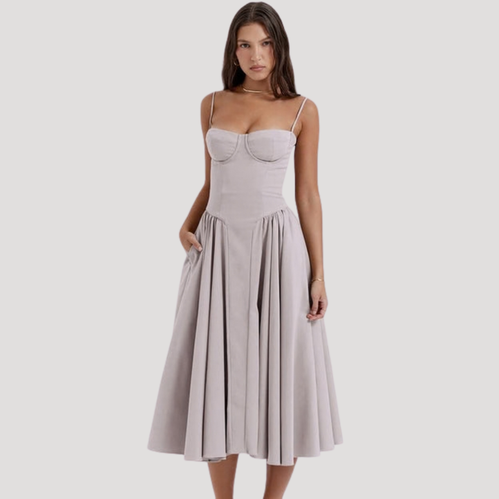 Μίντι Φόρεμα Γυναικείο Bustier Φαρδύ στην Πλάτη