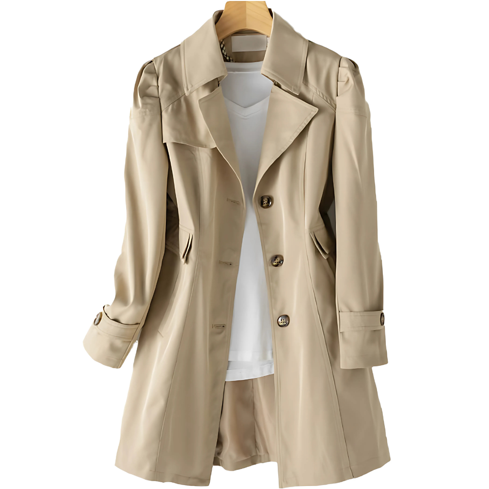 Women's Single-Breasted Trench Coat with Fitted Cut