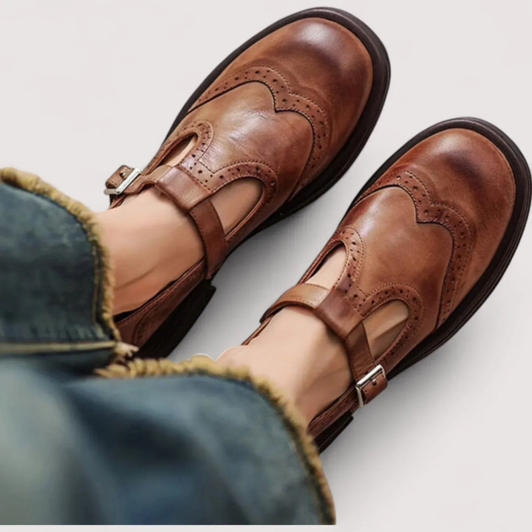 Dámské vintage kožené boty Mary Jane