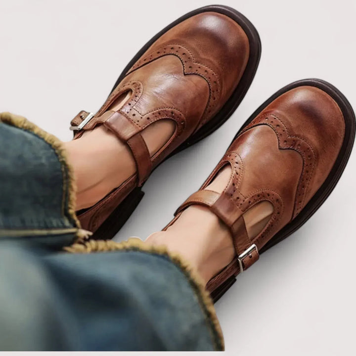 Dámské vintage kožené boty Mary Jane