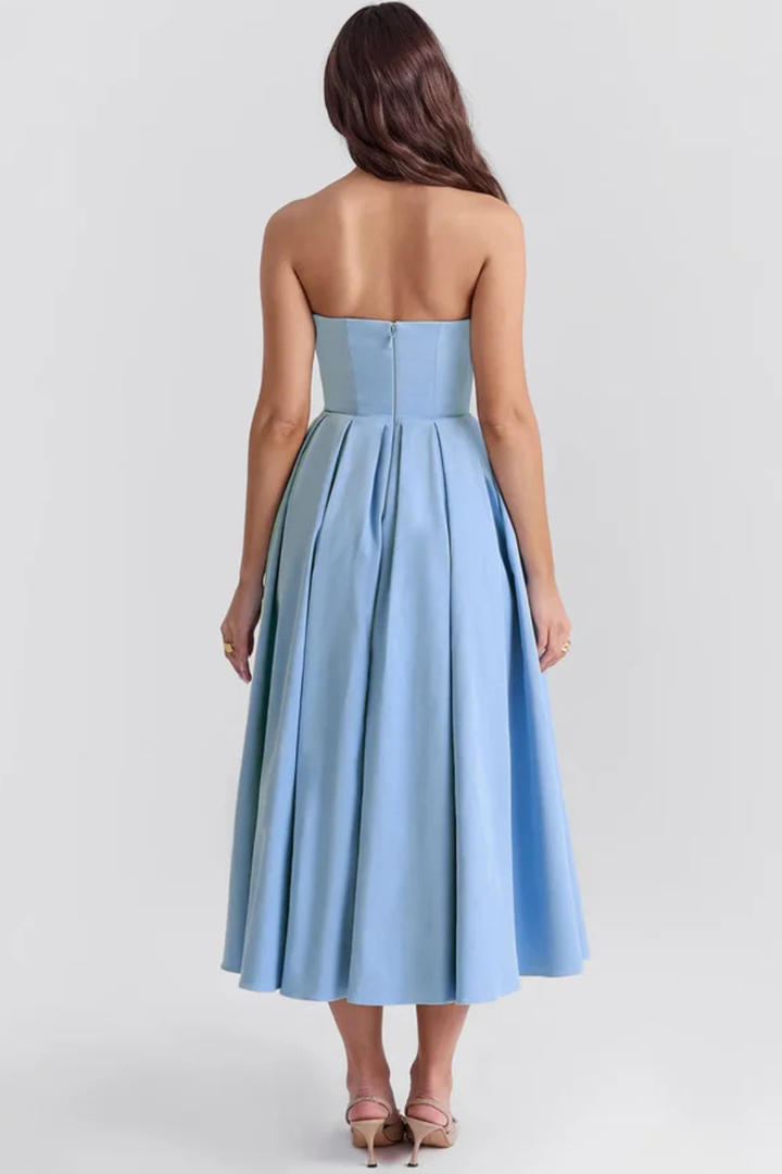 Robe Midi Bustier Fluide Élégante pour Femme