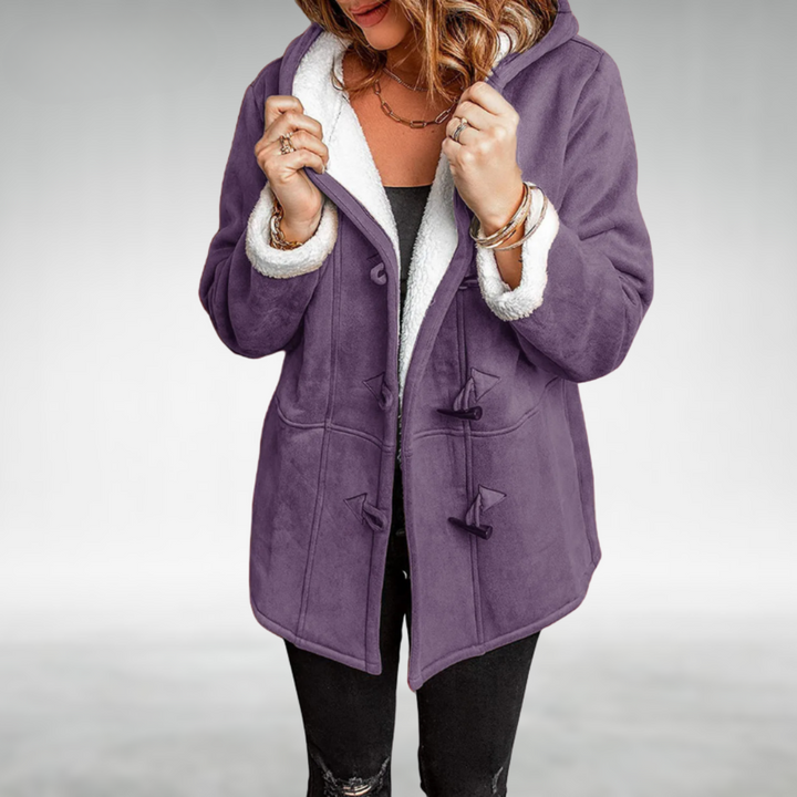 Cappotto invernale da donna con cappuccio e fodera in pile