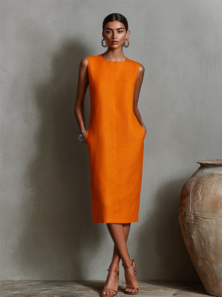 Robe Midi Sans Manches Femme Minimaliste