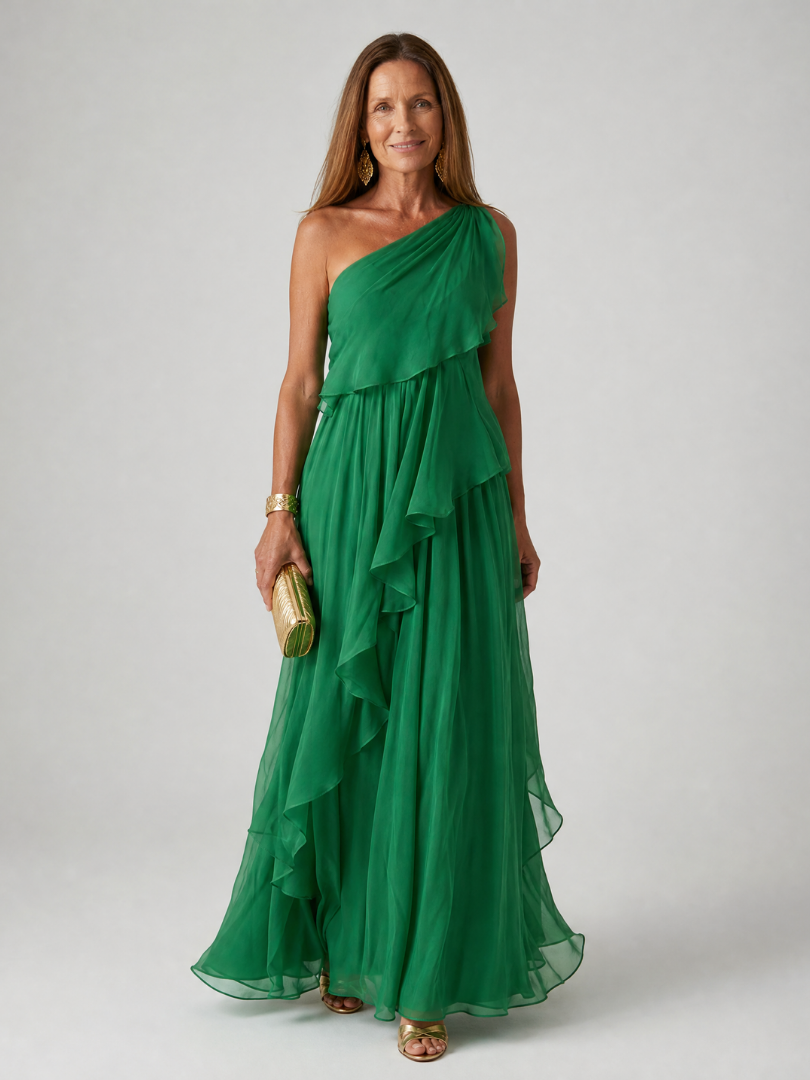 Robe Maxi Asymétrique Volants pour femme