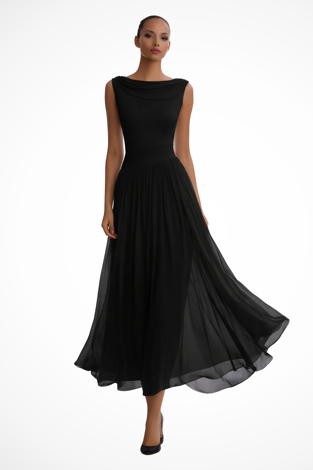 Robe Midi Fluide Sans Manches pour Femme