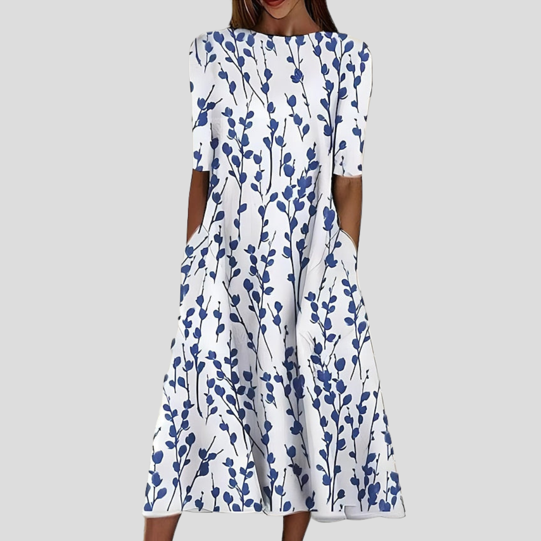 Coastal Flower Midi Dress for Women