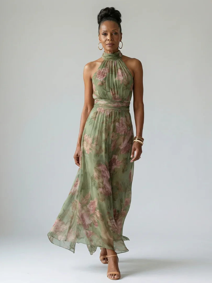 Robe Midi Fluide Femme Motif Floral