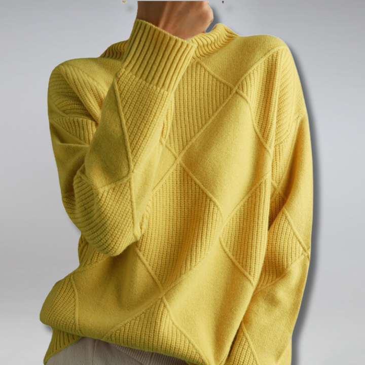Pull Motif Géométrique Femme Col Roulé