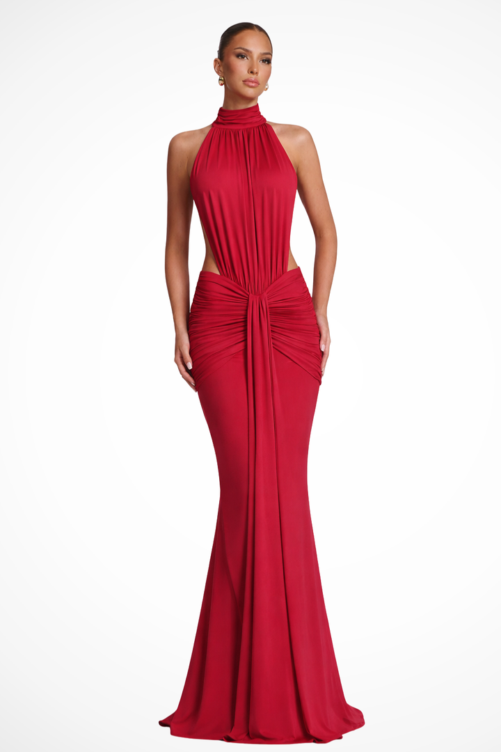 Robe Longue Élégante Dos Nu à Col Halter pour Femme