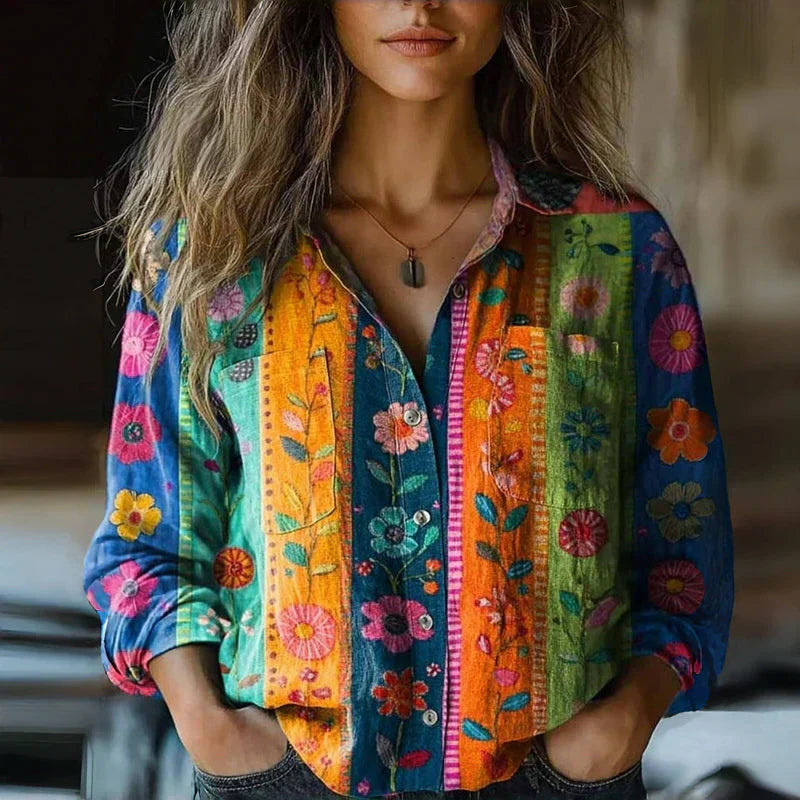 Dámská boho košile s vintage potiskem