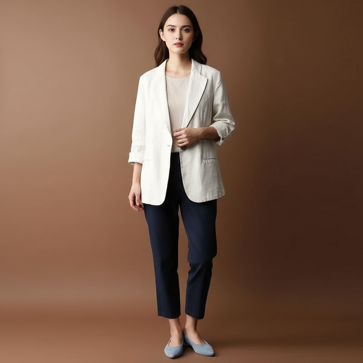 Blazer Femme à Bouton Unique et Poches