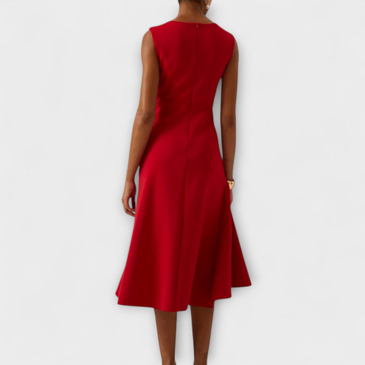 Robe Élégante Sans Manches à Taille Drapée pour Femme