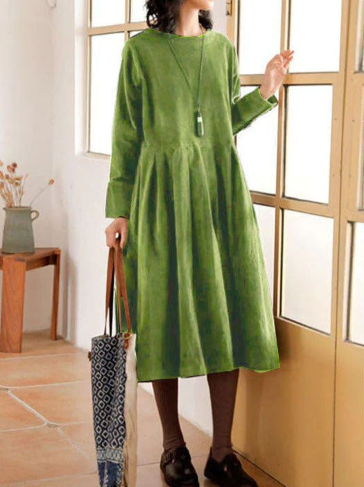 Women's long-sleeved midi dress with a flared cut
