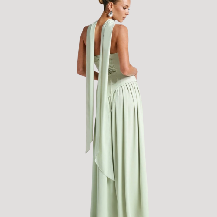 Abito lungo da donna con bustier e spacco elegante