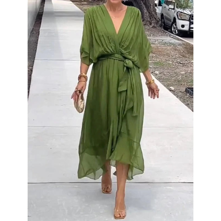 Robe Midi Cache-Cœur Fluide pour Femme Bohème