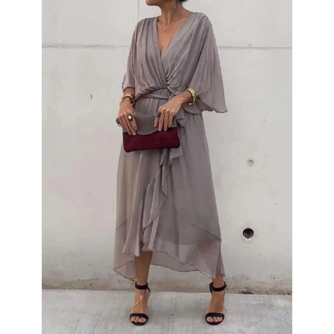 Robe Midi Cache-Cœur Fluide pour Femme Bohème