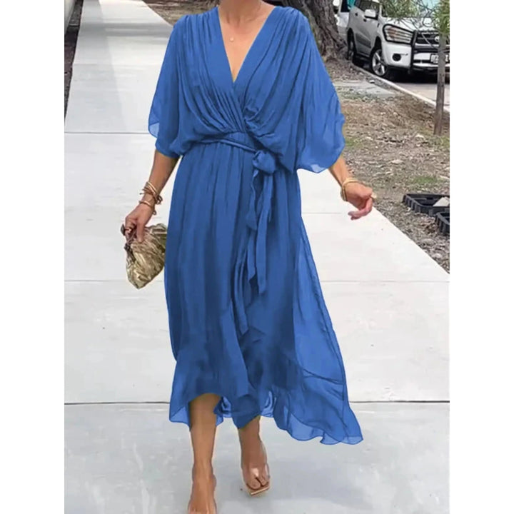 Robe Midi Cache-Cœur Fluide pour Femme Bohème