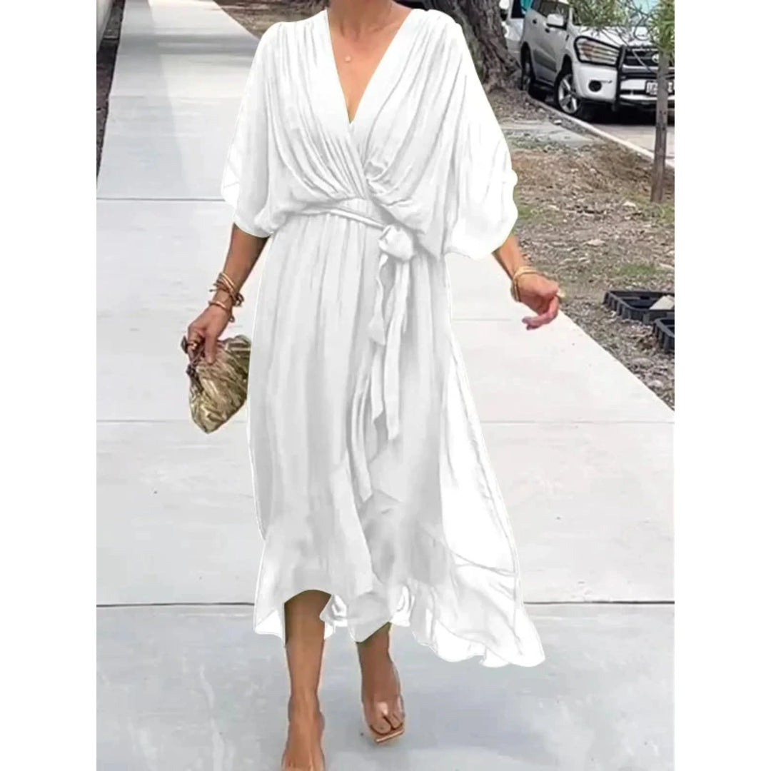 Robe Midi Cache-Cœur Fluide pour Femme Bohème