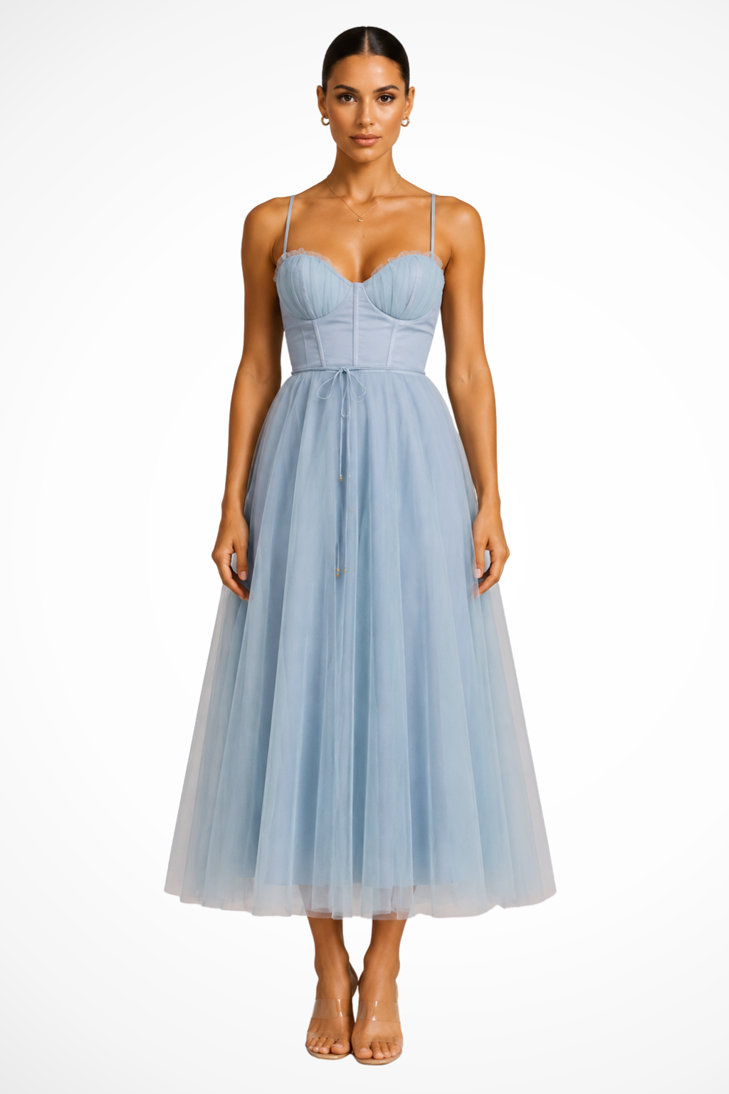 Robe Midi Bustier en Tulle Élégante pour Femme