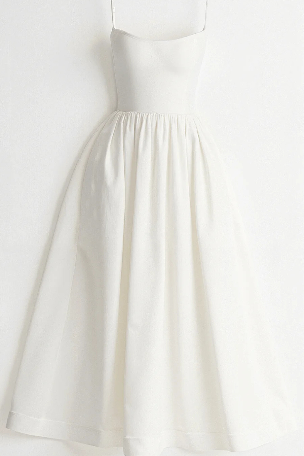 Robe Midi Femme à Bretelles Fines et Jupe Évasée
