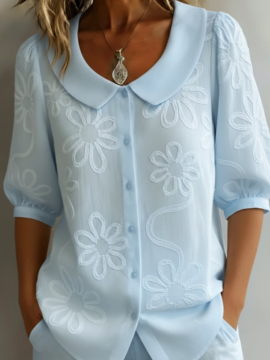Blouse Femme Motif Floral Manches 3/4