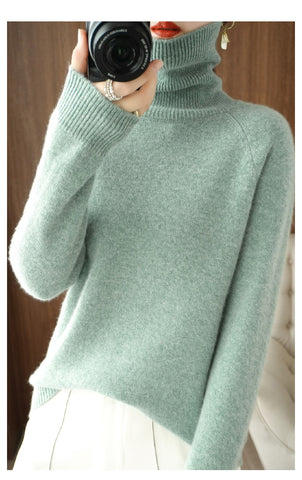 Jersey de mujer con cuello alto y corte cómodo