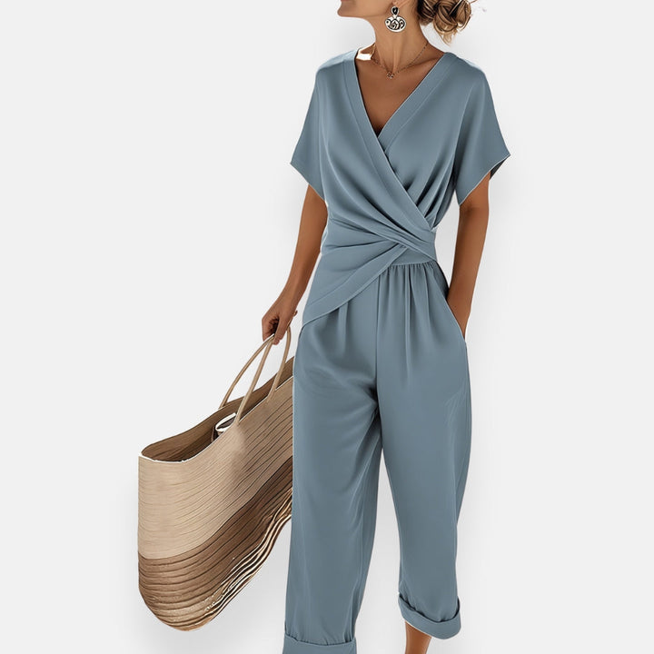 Cache-Cœur Femme Combinaison Décontractée Chic à Poches
