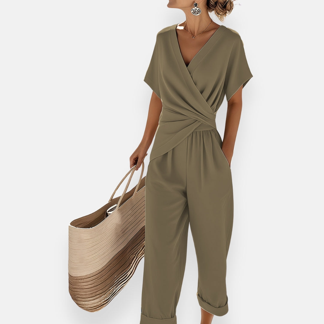 Cache-Cœur Femme Combinaison Décontractée Chic à Poches