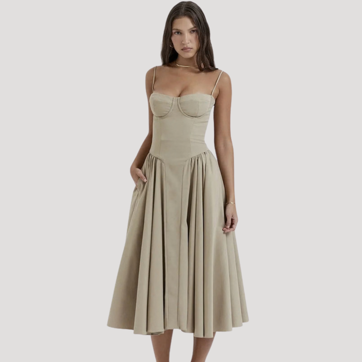 Μίντι Φόρεμα Γυναικείο Bustier Φαρδύ στην Πλάτη