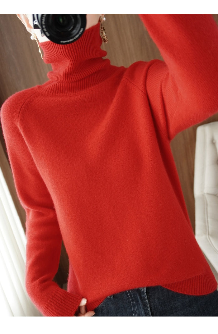 Jersey de mujer con cuello alto y corte cómodo