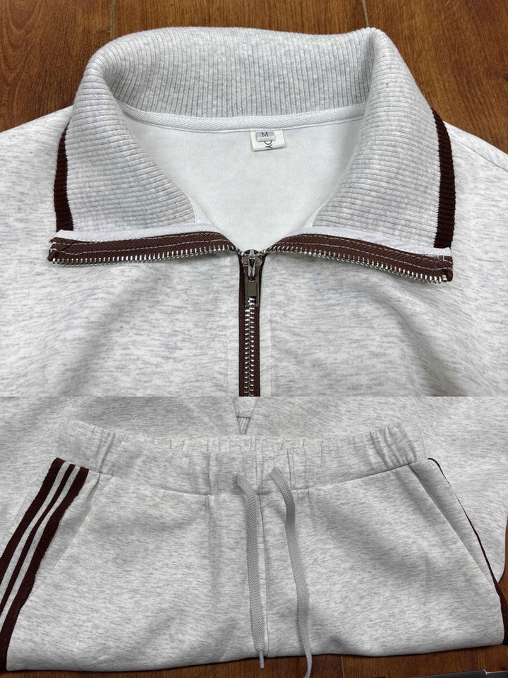 Completo sportivo donna con felpa con zip e pantaloni larghi