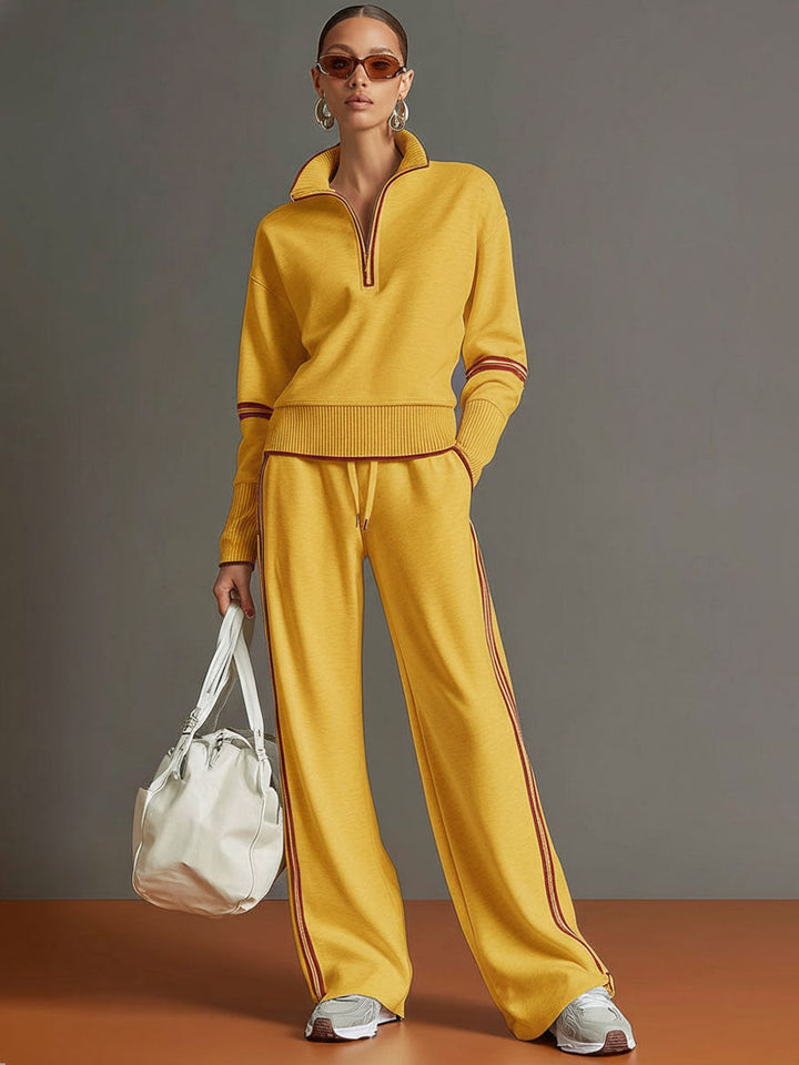 Completo Donna 2 Pezzi in Maglia con Collo con Zip
