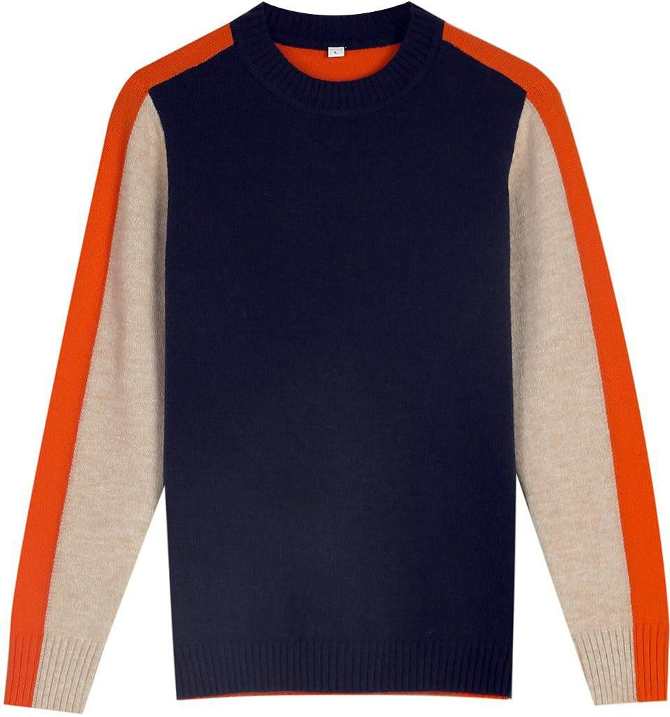Pull Femme Color Block Col Rond et Manches Longues