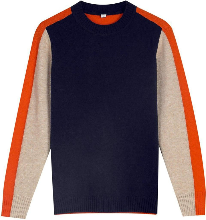 Pull Femme Color Block Col Rond et Manches Longues