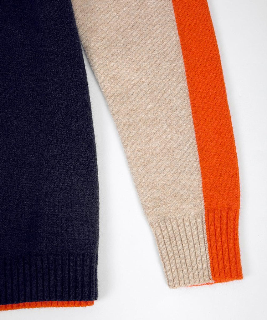Pull Femme Color Block Col Rond et Manches Longues