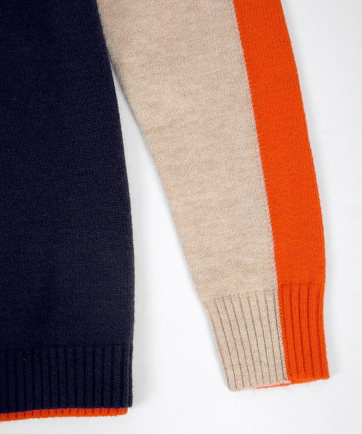 Pull Femme Color Block Col Rond et Manches Longues