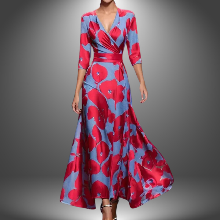 Abito lungo bohemien con scollo a V da donna