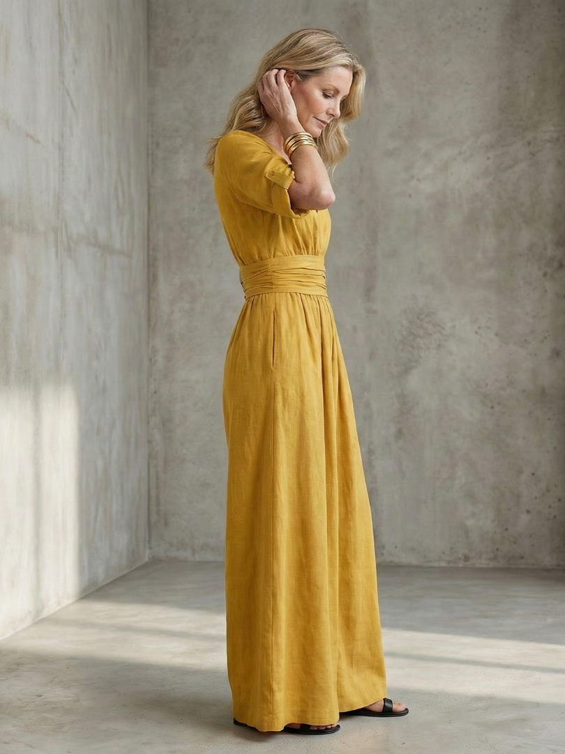 Robe Combinaison Femme à Décolleté Croisé et Jambes Amples