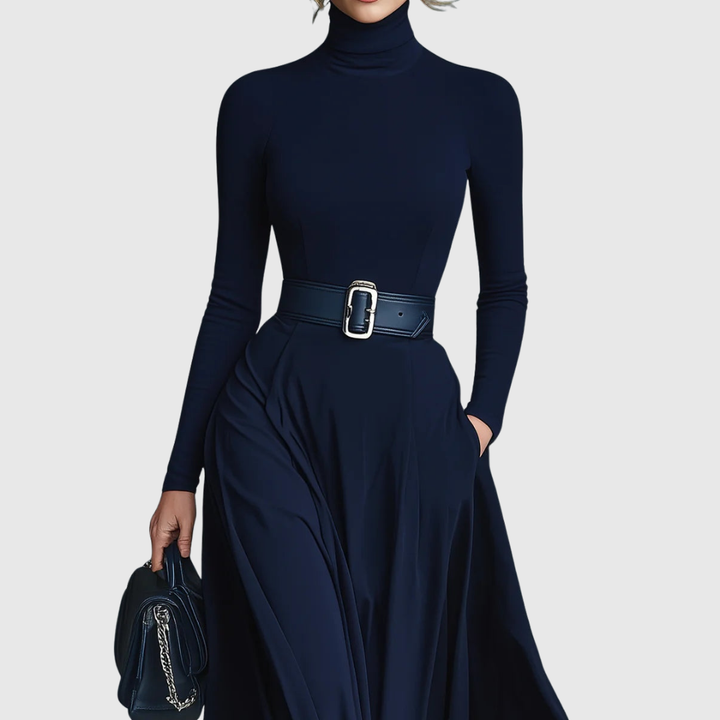 Vestido largo elegante de cuello alto para mujer