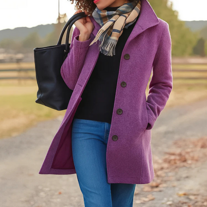 Manteau Long Femme Élégant avec Col Tailleur
