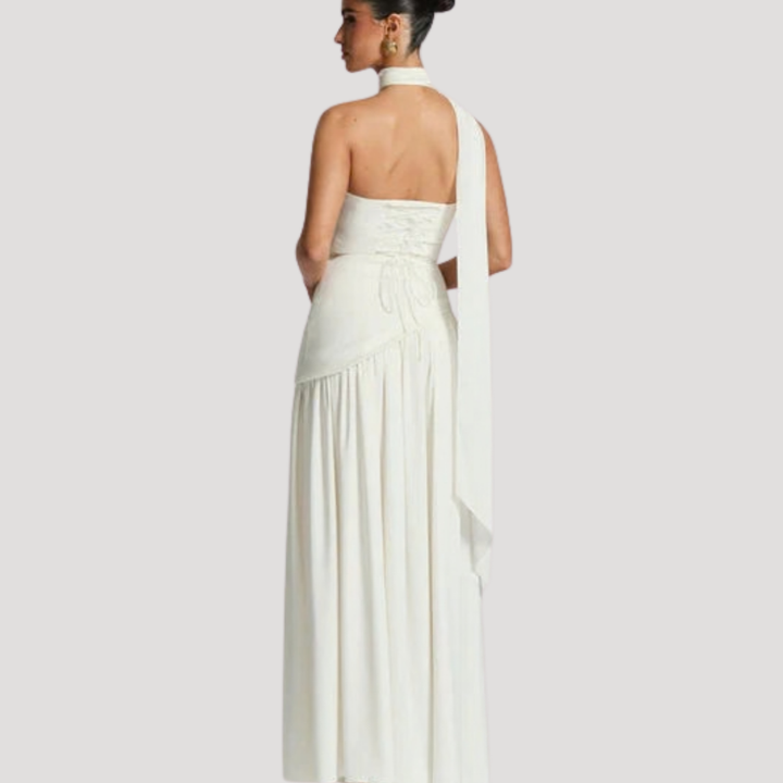 Abito lungo da donna con bustier e spacco elegante
