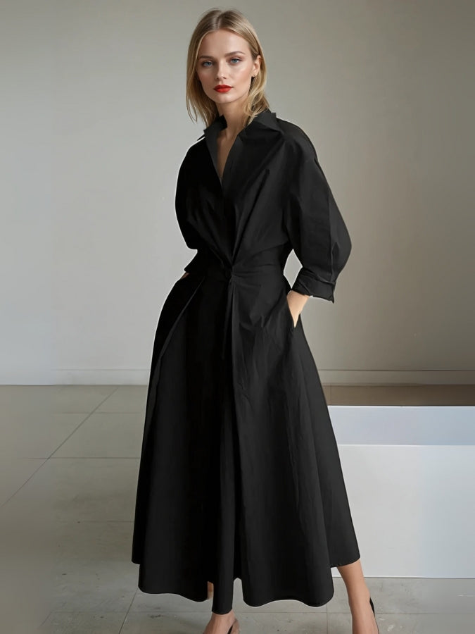 Elegantní plisované košilové šaty
