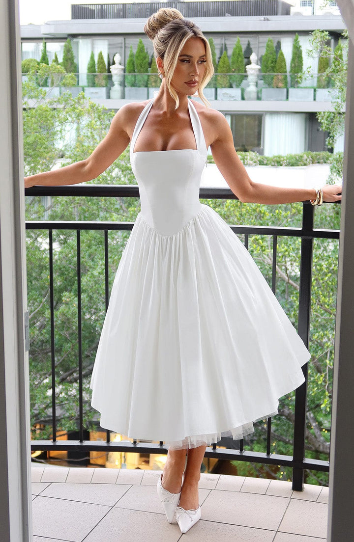 Elegantní midi šaty na ramínka pro ženy