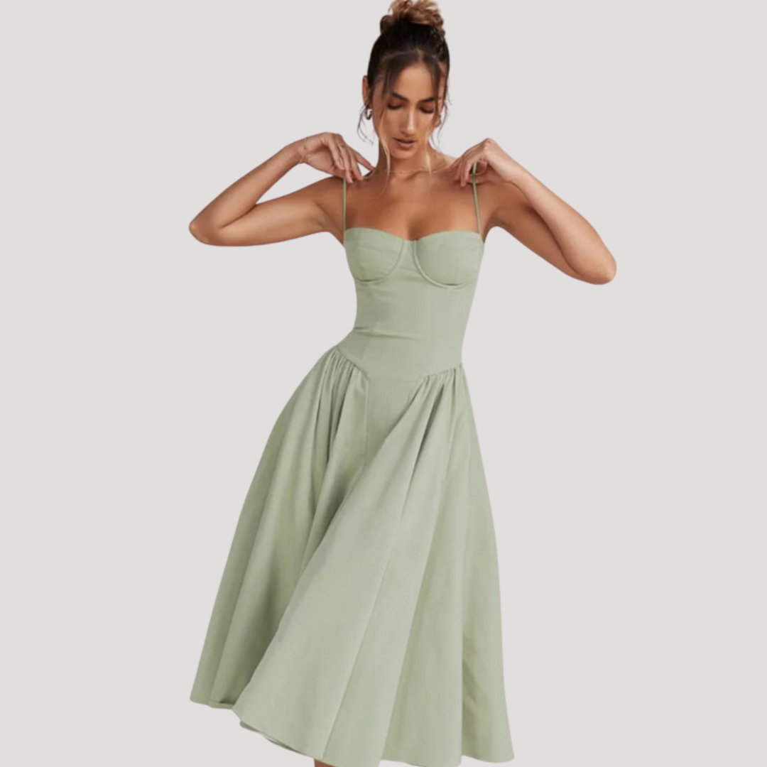 Μίντι Φόρεμα Γυναικείο Bustier Φαρδύ στην Πλάτη