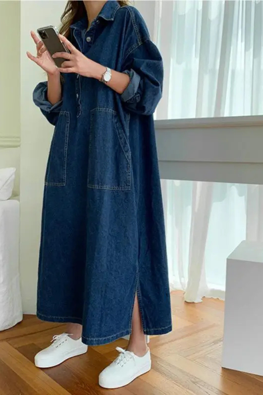 Robe Longue en Jean Femme Style Décontracté Chic et Moderne