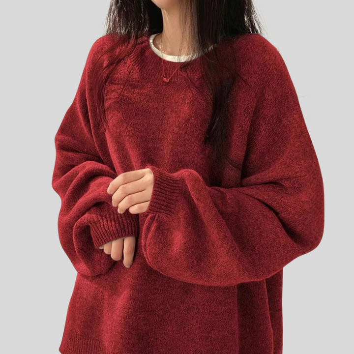 Maglione oversize da donna con collo rotondo
