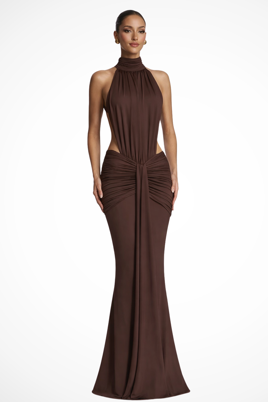 Robe Longue Élégante Dos Nu à Col Halter pour Femme