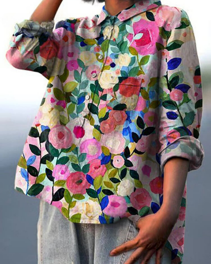 Blouse imprimé floral abstrait femme
