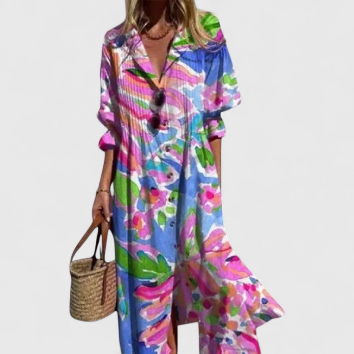 Robe Maxi Bohème Femme Manches Courtes
